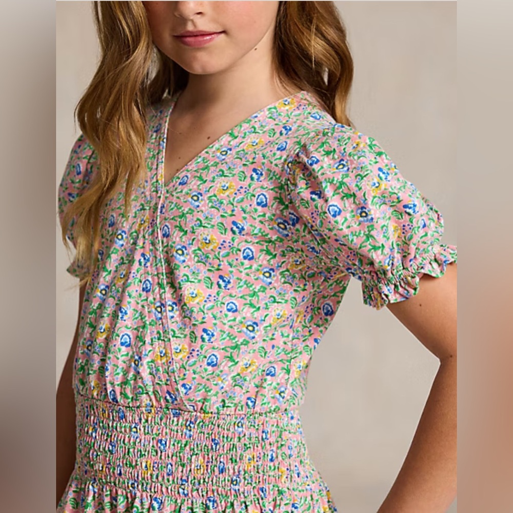 Polo Ralph Lauren Floral Faux-Wrap Cotton Jersey Dress. Size 16 - Picture 3 of 16